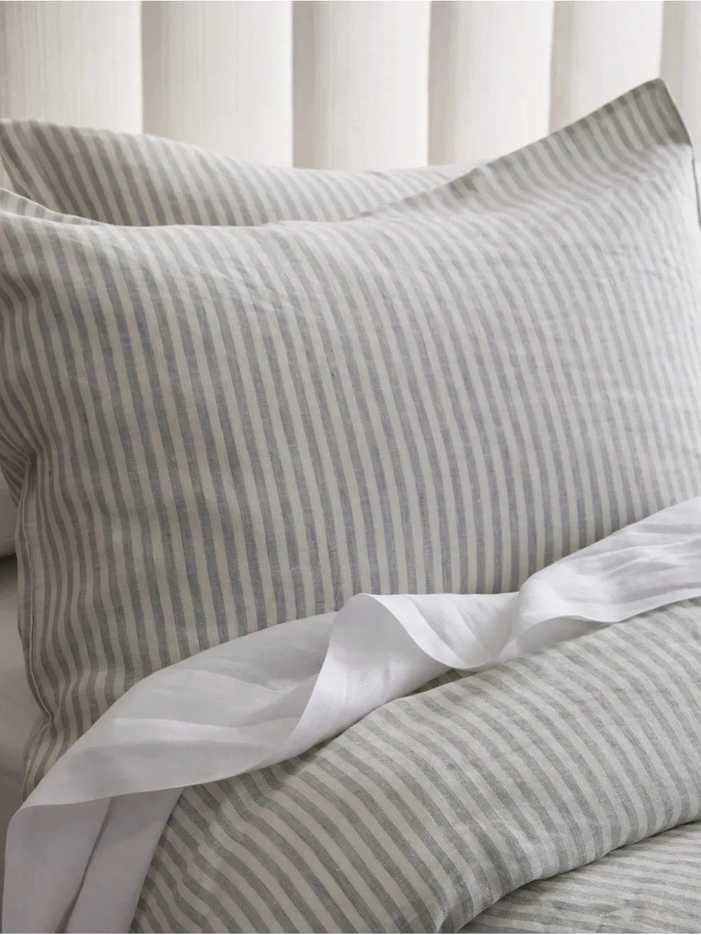 Mist Striped European Linen King Sham Set - Retail $50